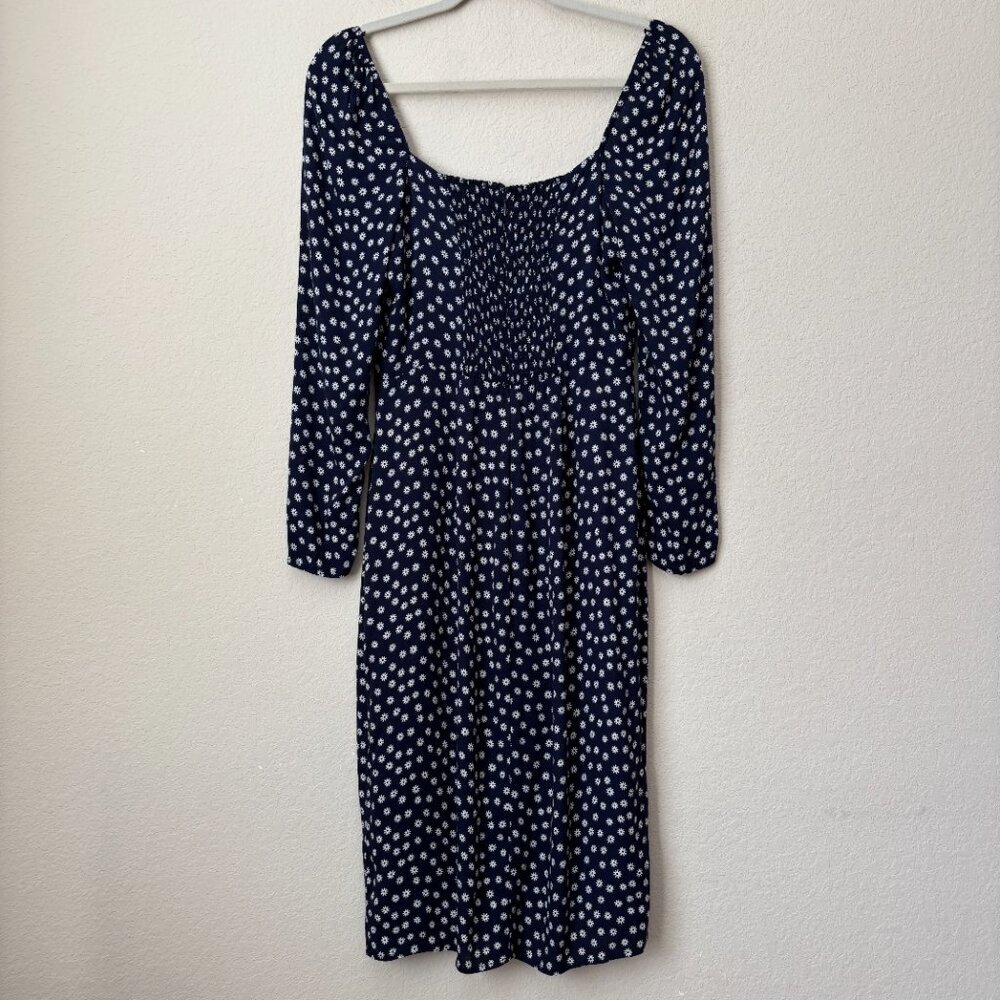 Reformation Peyton Midi Slit Dress in Flores Navy Floral Print - Picture 10 of 13